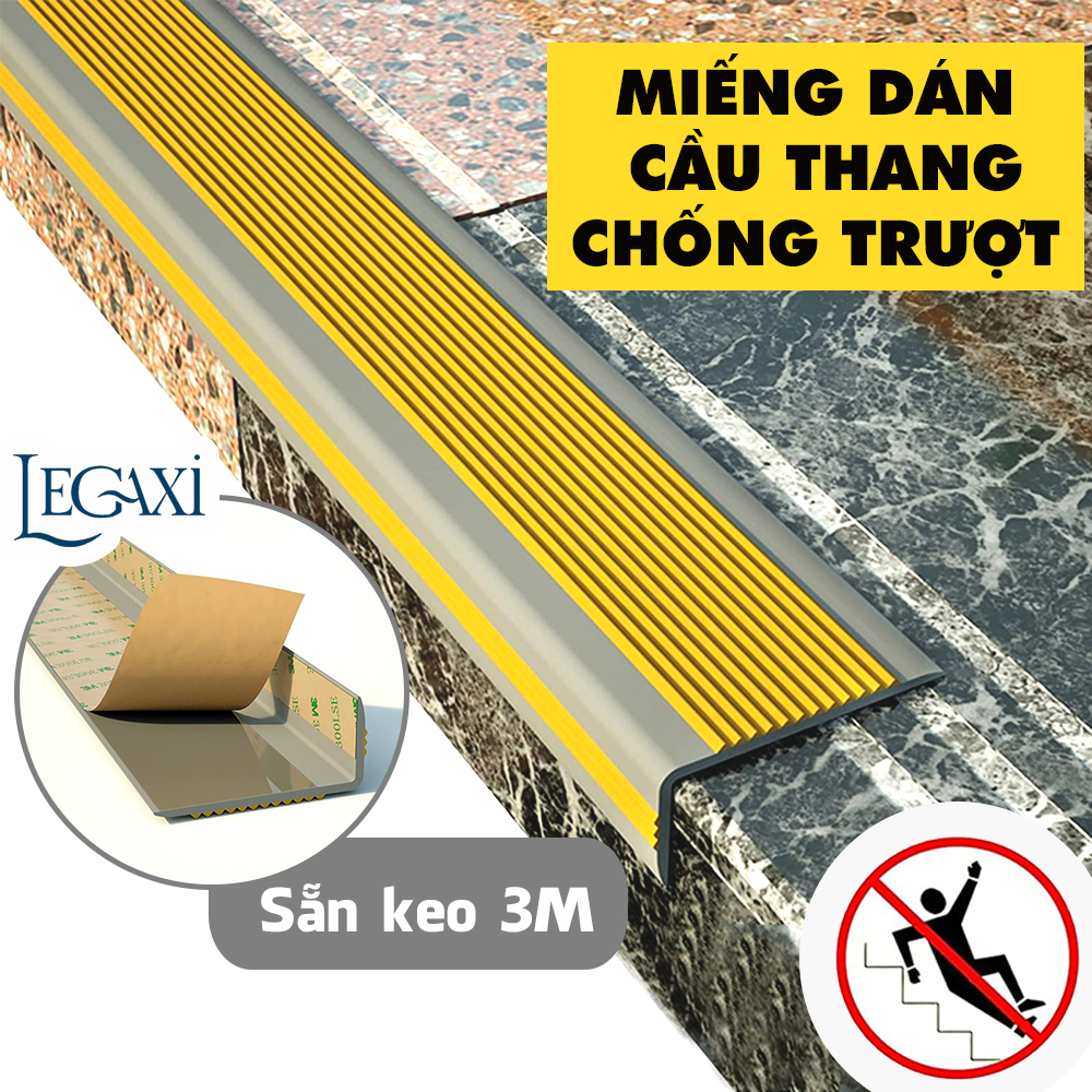 Miếng Dán Bậc Thang Chữ L, Dải Dán Cầu Thang, Bịt Góc Cạnh Chống Trượt Trơn Té Ngã An Toàn Cho Bé Người Lớn 1 Mét Legaxi