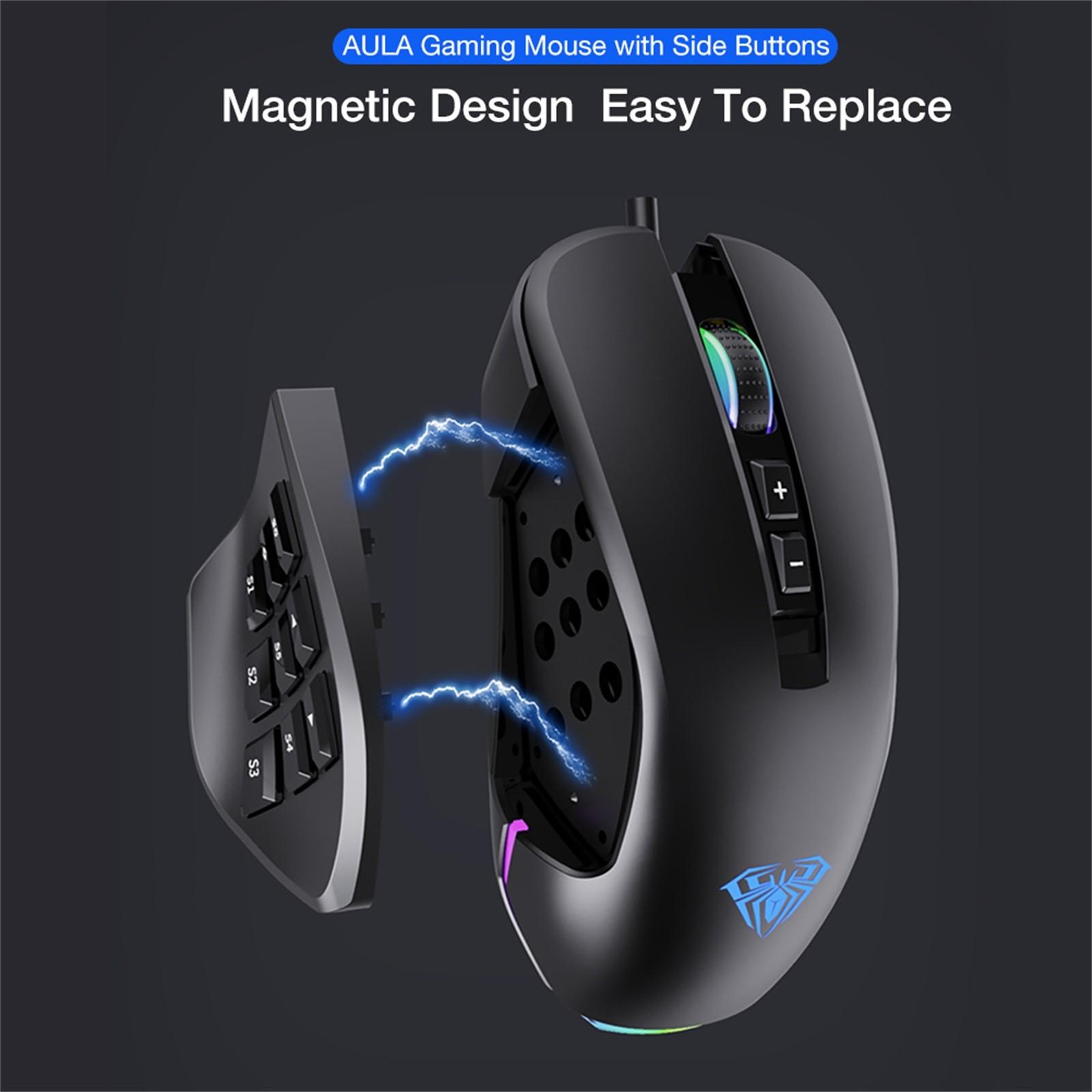 2021 RGB Chuột Chơi Game 10000 DPI Nút Bấm Bên Vĩ Mô Có Thể Lập Trình Công Thái 14 Có Dây Backlit Game Thủ Chuột Cho Laptop