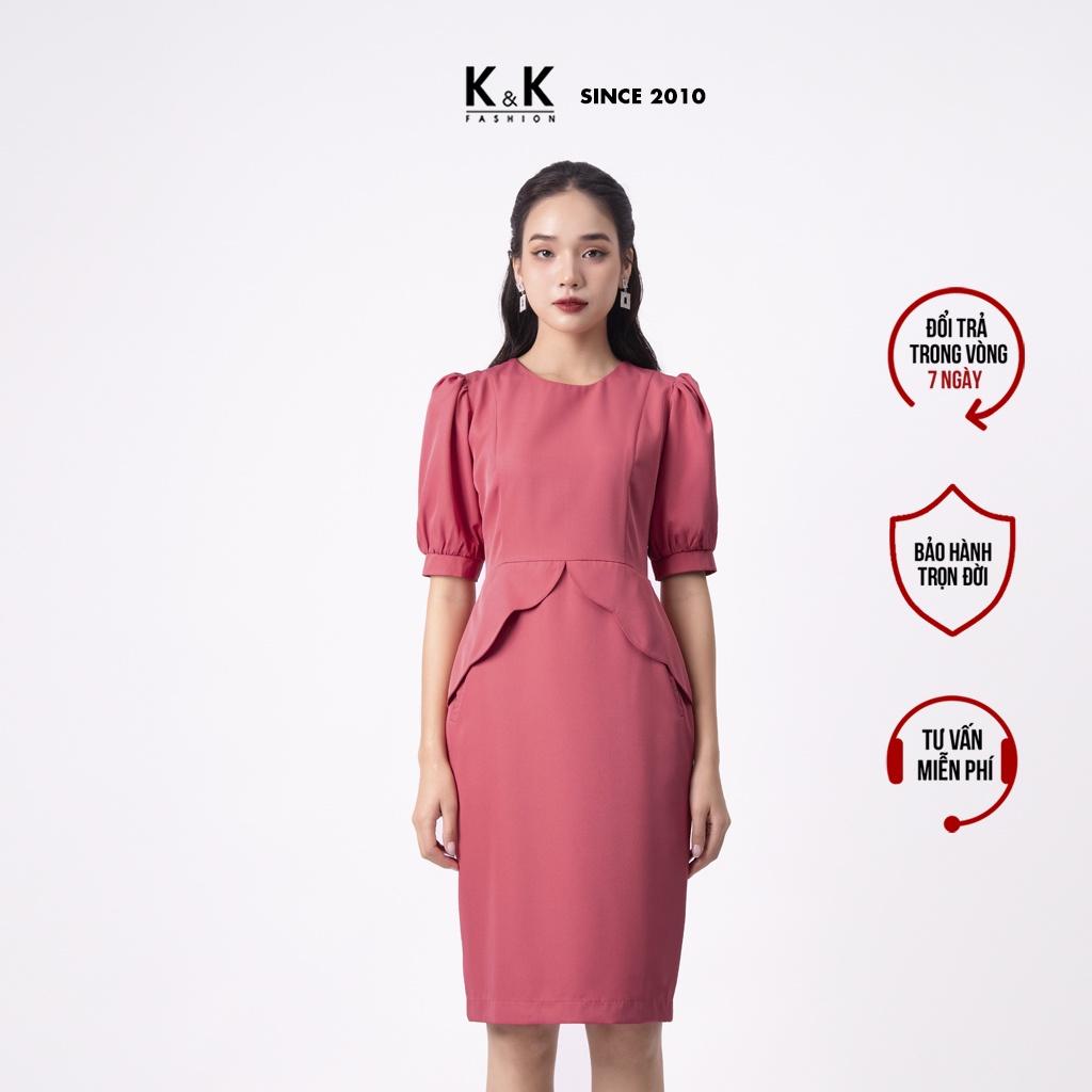 Đầm Peplum Công Sở Dáng Ôm Tay Lỡ K&amp;K Fashion KK120-13 Chất Liệu Cotton Lạnh