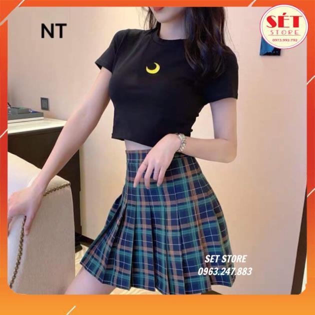 Áo body in mặt trăng, áo croptop nữ - Trắng,Đen- Ulzzang CH0220 - Setstore