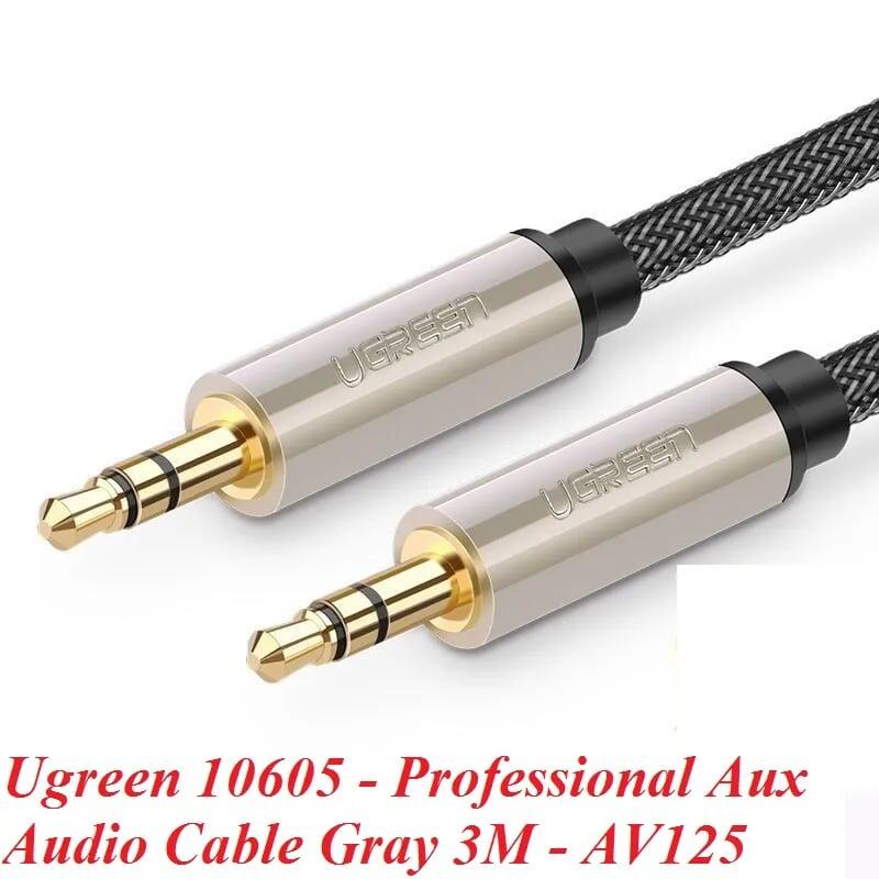 Ugreen UG10605AV125TK 3M màu Xám Cáp âm thanh 2 đầu 3.5mm dương cao cấp - HÀNG CHÍNH HÃNG