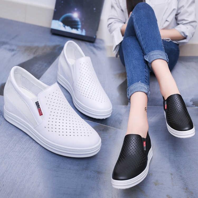 Giày Sneaker Nữ Độn Đế 6cm  Da PUMã H35 (form nhỏ hơn giày thường 1 size