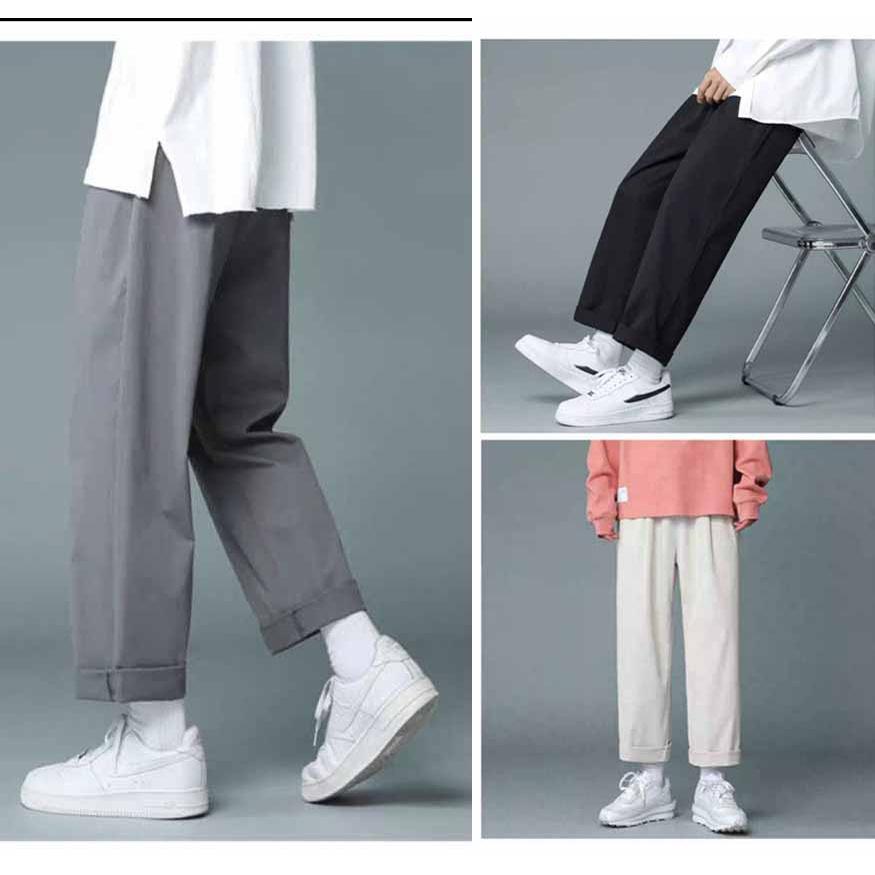 Quần Jogger Baggy Dáng Suông Dài - Chất Vải Kaki Kiểu Thể Thao UNISEX ba Màu Đen,xám,trắng. 02x