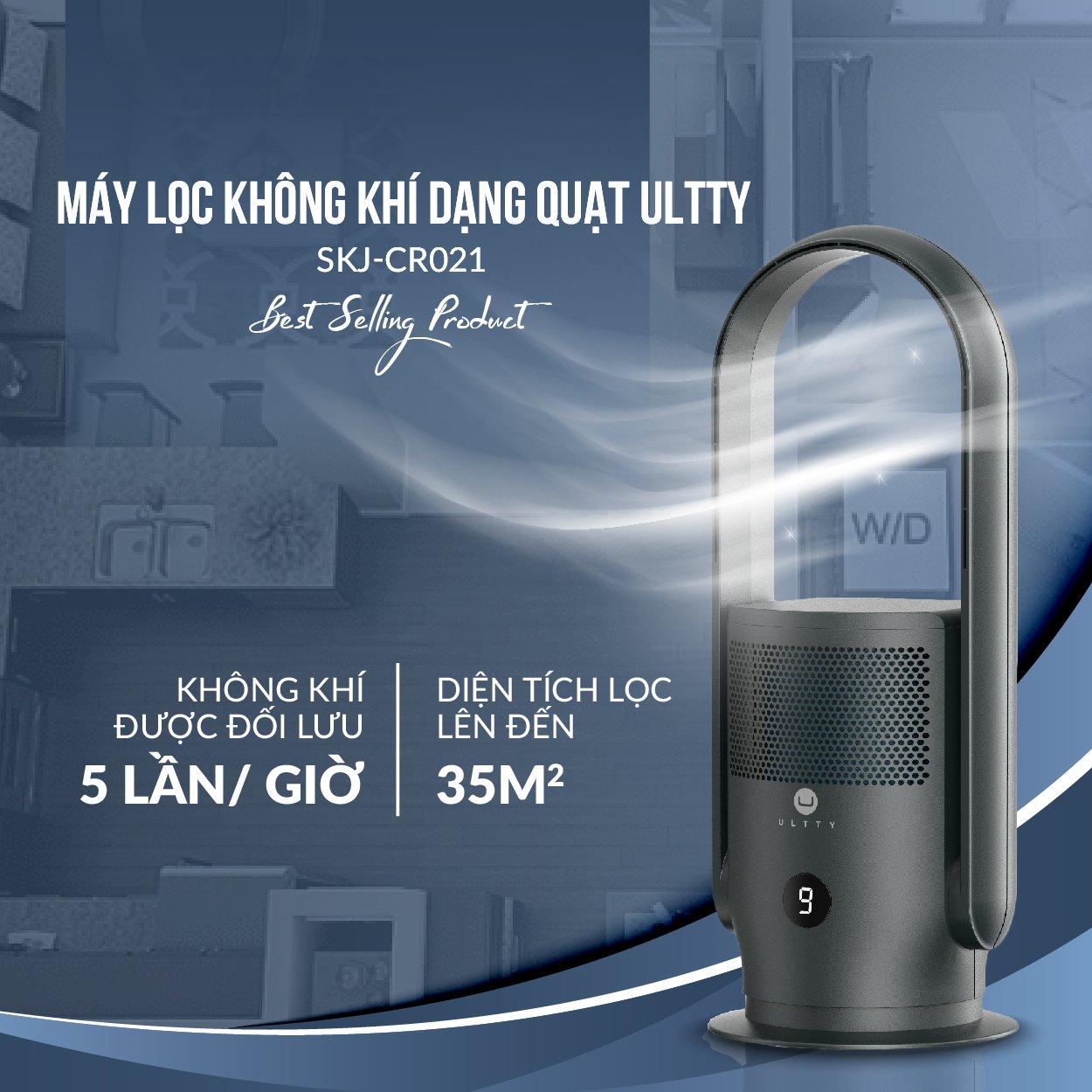 Quạt Không Cánh Lọc Không Khí ULTTY SKJ-CR021, Máy Lọc Không Khí Loại Bỏ 99% Bụi Mịn, Vi Khuẩn, Nhập Đức