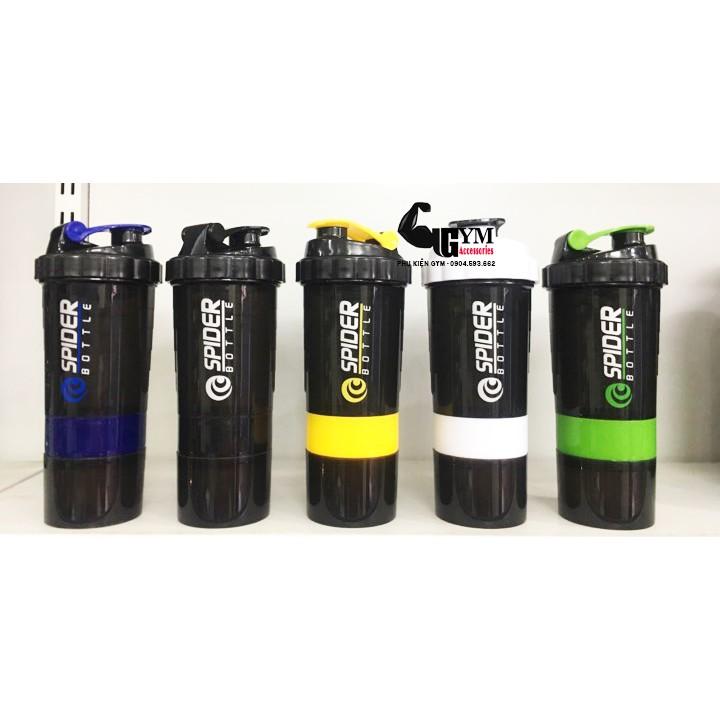 Bình lắc 3 ngăn bình tập gym Spider Bottle màu tím