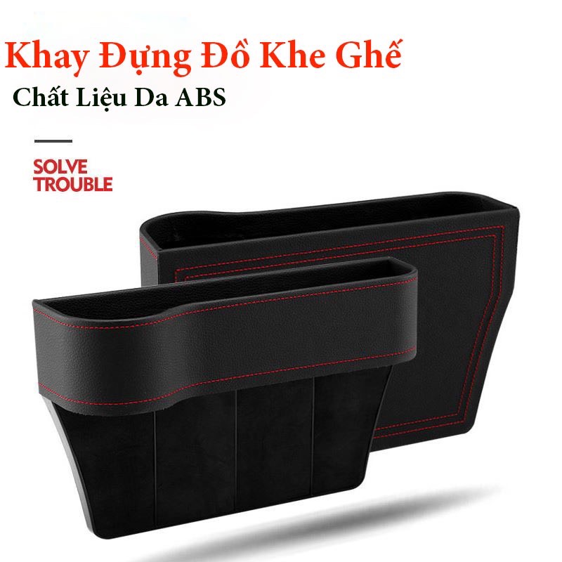 [COMBO 2 CÁI]Khay đựng đồ khe ghế ô tô xe hơi - Hộc để đồ đa năng nhựa ABS bọc da cao cấp