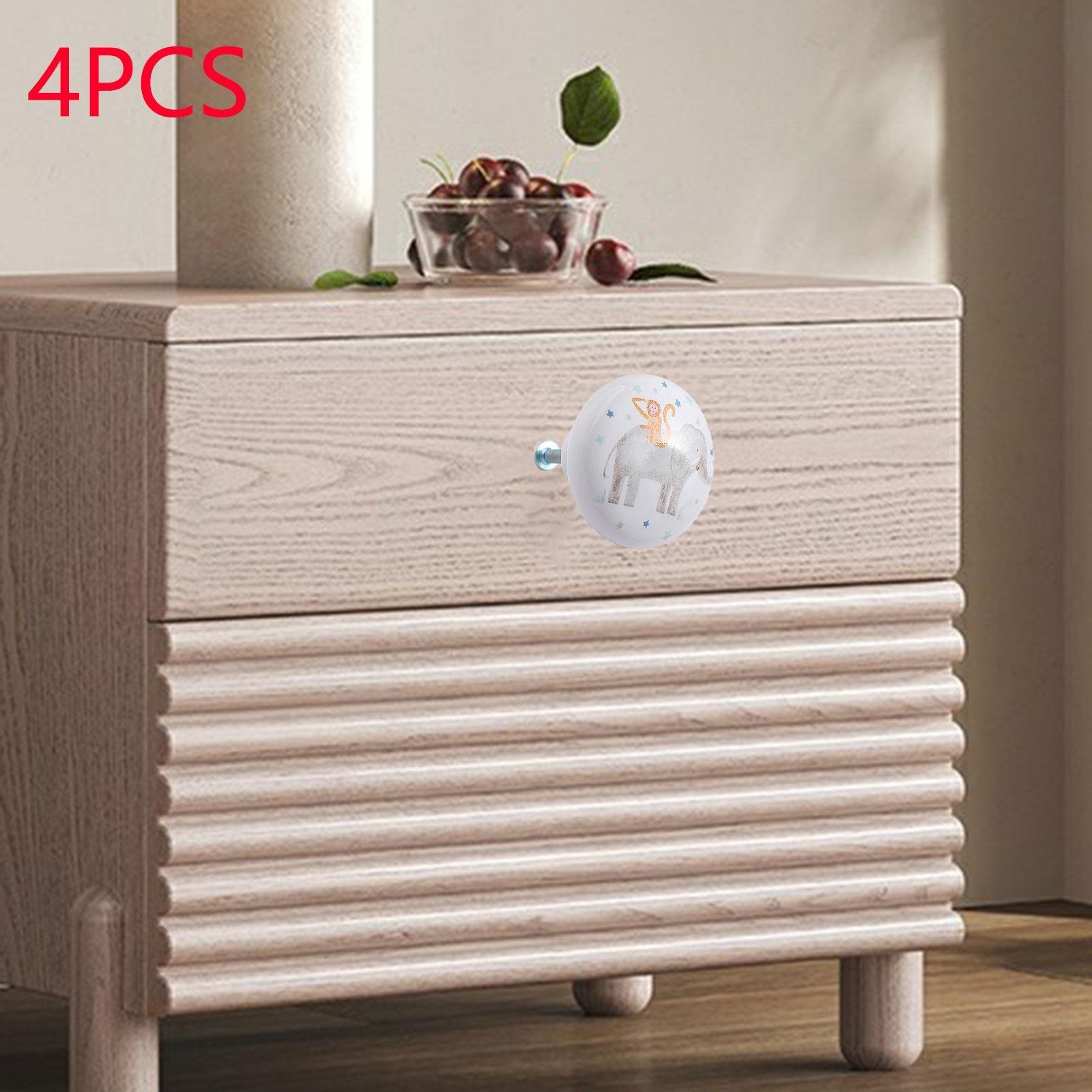 4Pcs Ceramic Drawer Knobs Cabinet Knobs for Furniture Cupboard Children Room