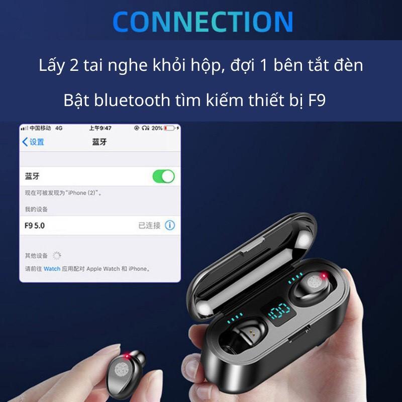 Tai Nghe Bluetooth Không Dây 5.0, AMOI F9, Cảm Ứng Vân Tay - Hàng nhập khẩu