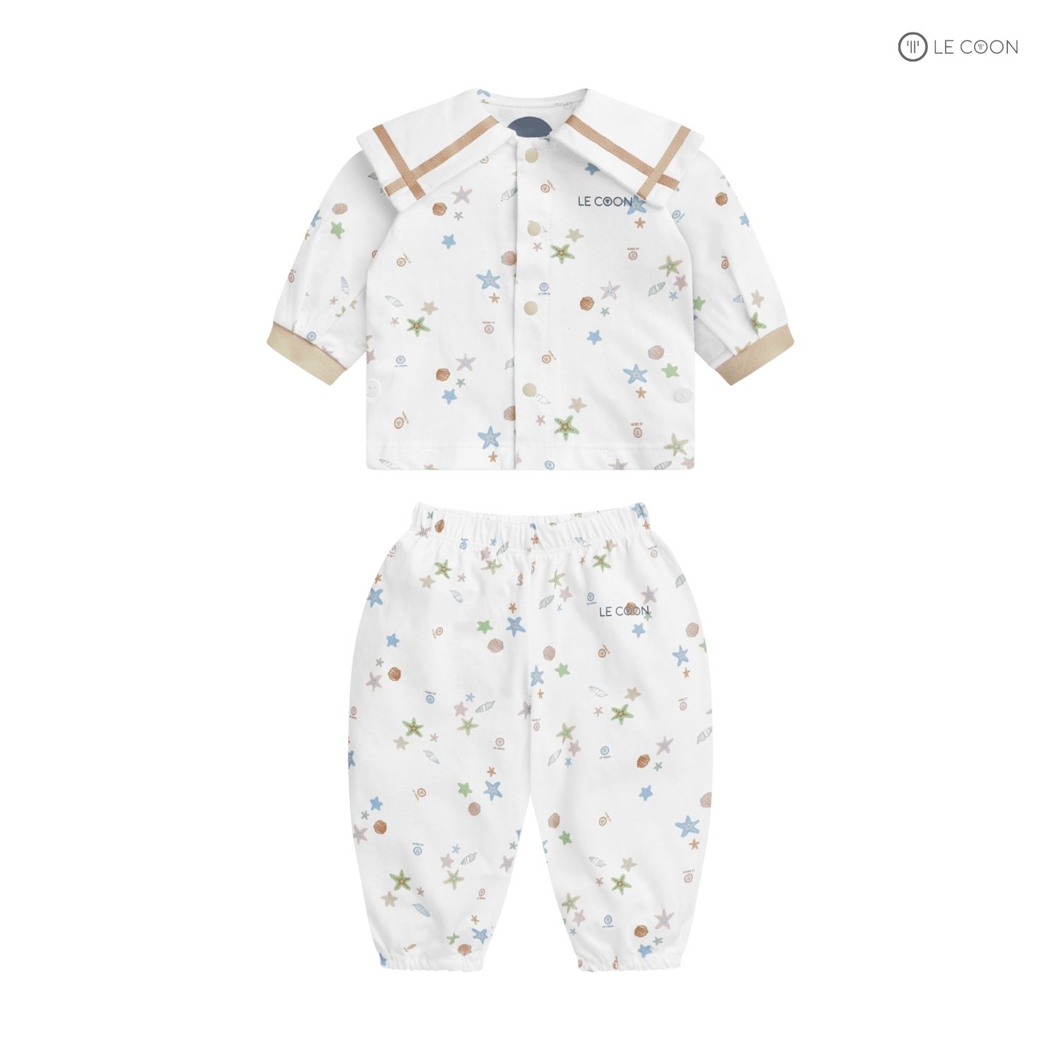 LE COON | BỘ CÚC BẤM SAILOR DÀI | Vải COOL mỏng mát | 0-18 tháng