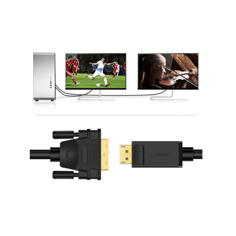 Dây cáp DisplayPort đực sang DVI-D (24+1) đực hỗ trợ 1920x1200 dài 8M UGREEN DP103 10224 - Hàng Chính Hãng