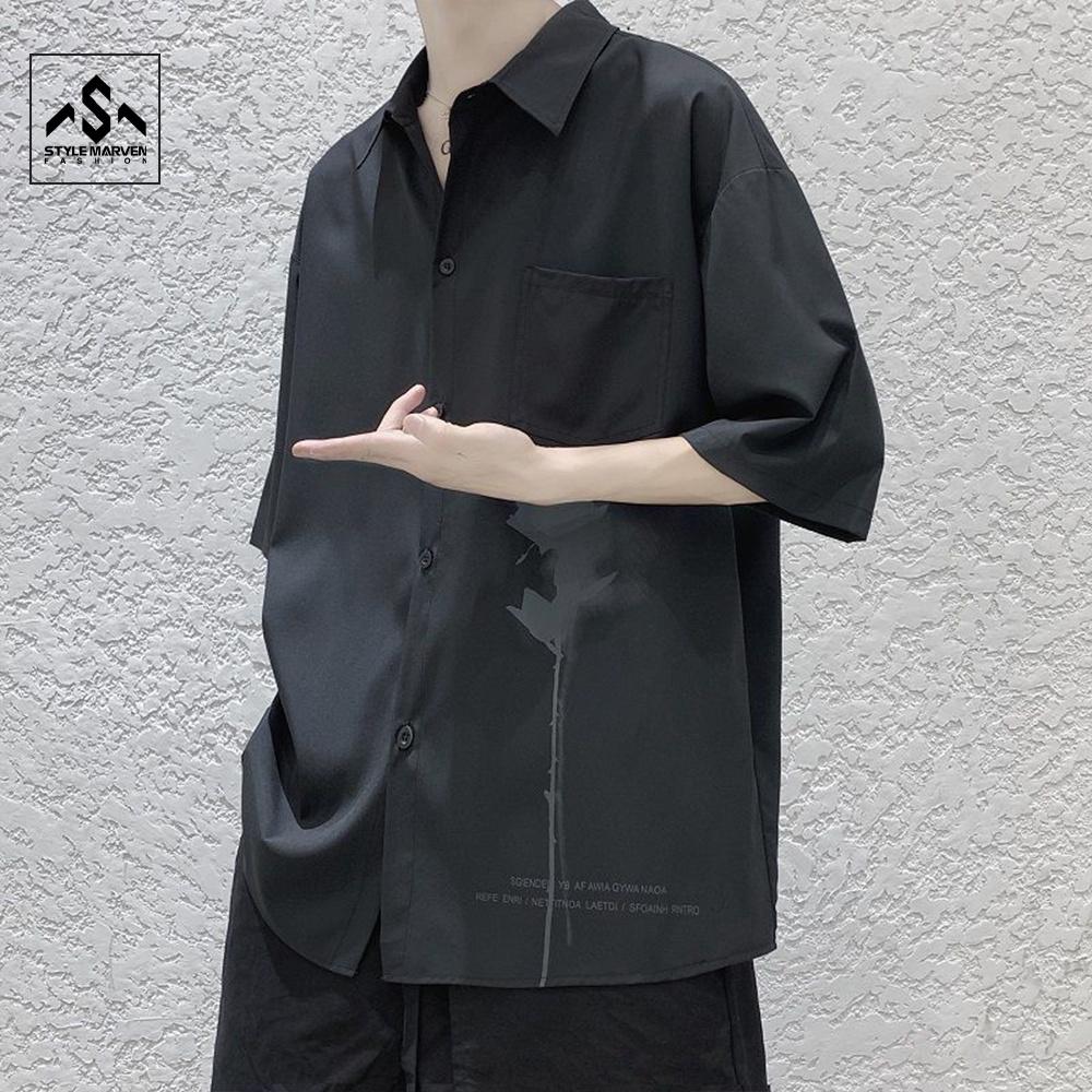 Áo Sơ Mi Nam Hoa Hồng Phai Ngắn Tay Phong Cách Hàn Quốc Stylemarven - AO SOMI 9000041C