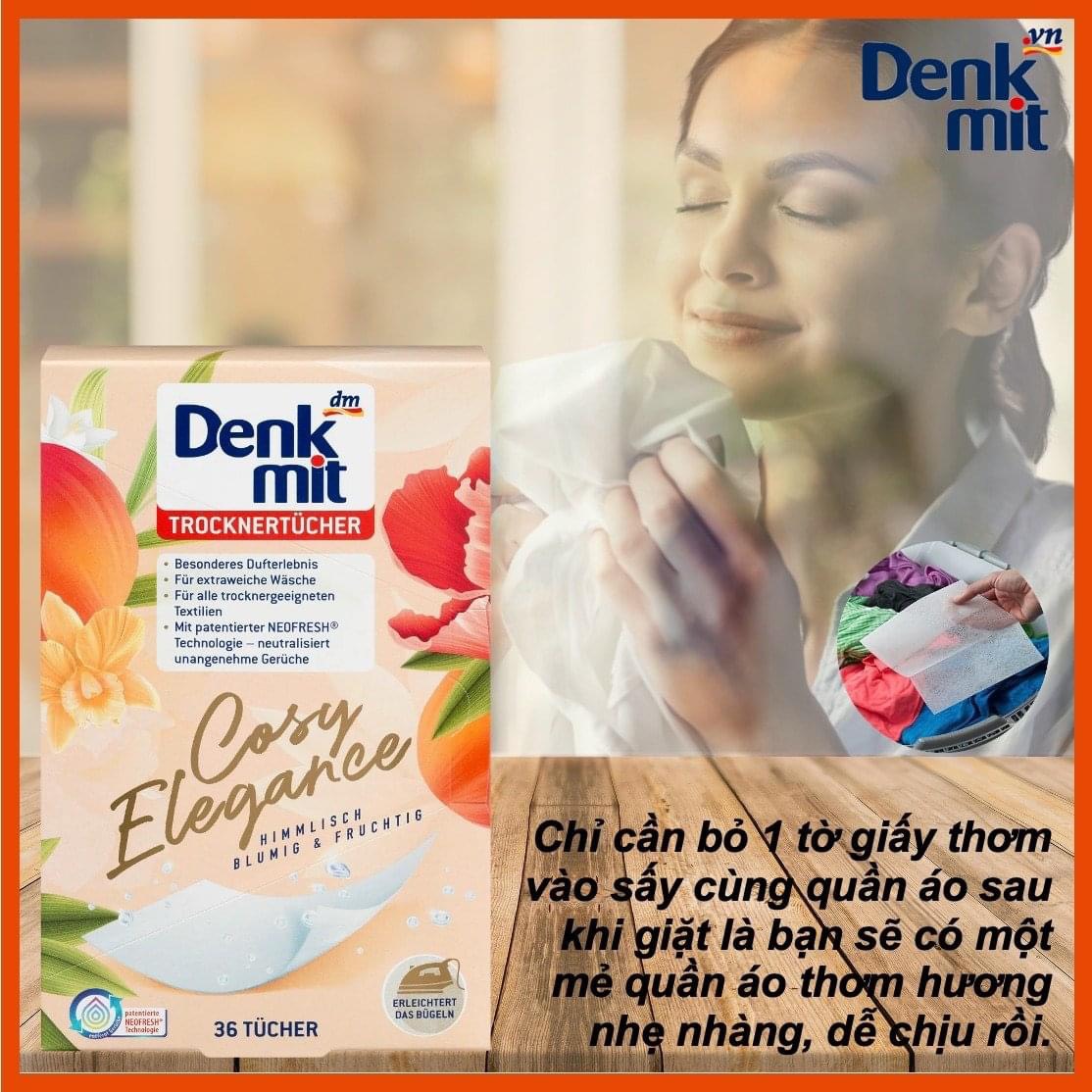 Giấy thơm quần áo Denkmit - dùng cho máy sấy, tủ quần áo, giày