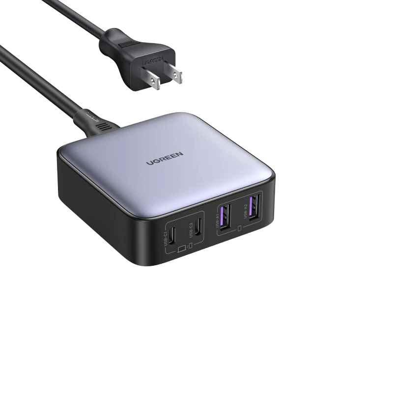 Ugreen UG90735CD327TK 65W Bộ sạc nhanh Nexode gồm 2 cổng USB-C + 2 cổng USB-A dây nguồn dài 1.5M chuẩn cắm US - HÀNG CHÍNH HÃNG