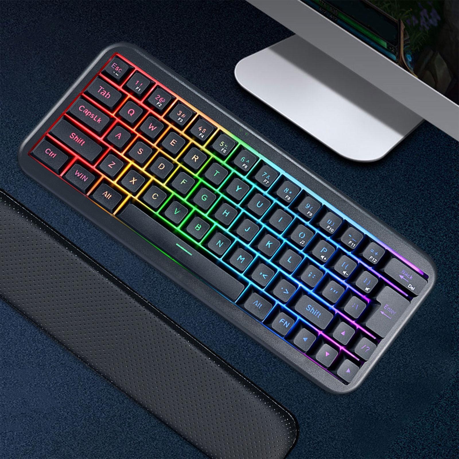 2.4G Wireless Keyboard W/ Wrist Cushion Support 63 Keys for Desktop PC Home Office