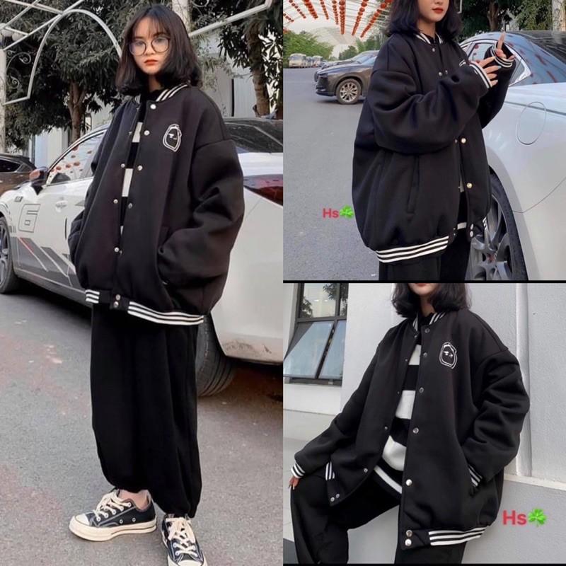 Áo Khoác BOMBER FACE tay dài form rộng chất xịn mịn UNISEX