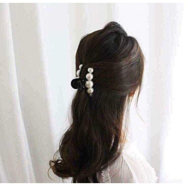 Tóc giả nữ kẹp ngọc đen