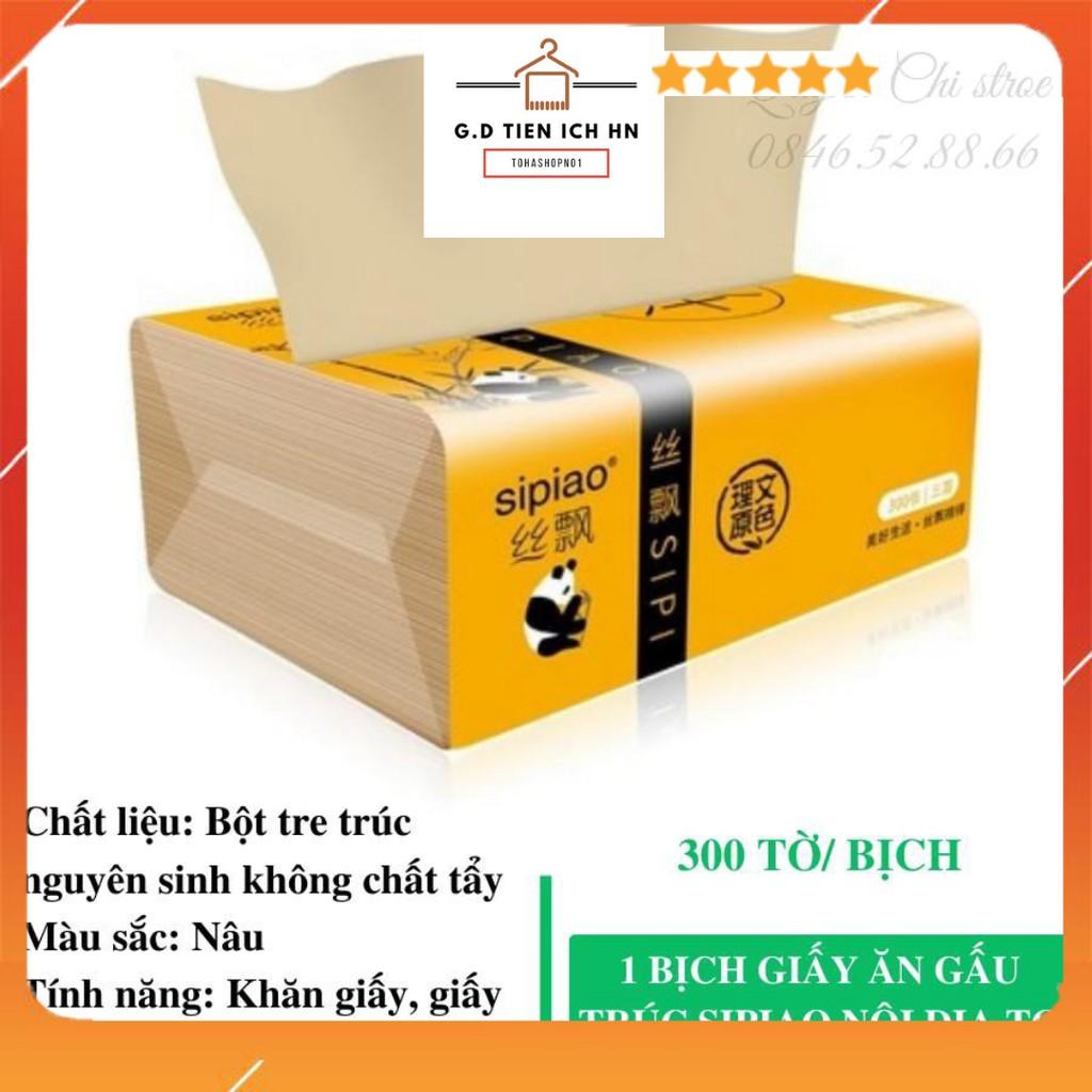 Bịch giấy ăn cao cấp gấu trúc Sipiao siêu dai loại 300 tờ/gói - Khăn giấy Sipao kích thước 175x120x3mm