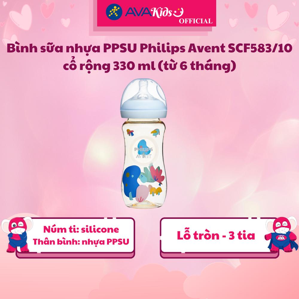 Bình sữa nhựa PPSU Philips Avent SCF583/10 cổ rộng 330 ml (từ 6 tháng) - Hàng Chính Hãng