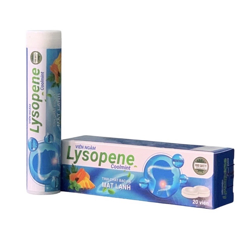 Viên ngậm Lysopene - tupe 20 viên - tinh chất bạc hà mát lạnh ,hỗ trợ làm giảm đau rát họng