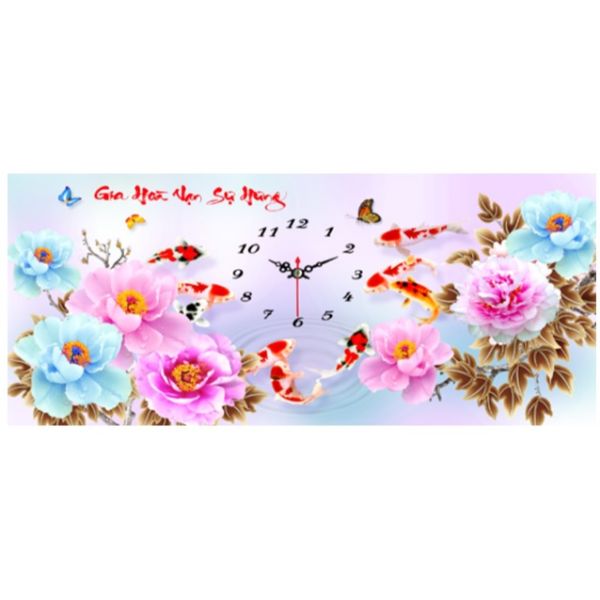 Tranh Đính Đá Đồng Hồ Gia Hòa Vạn Sự Hưng - YN5358