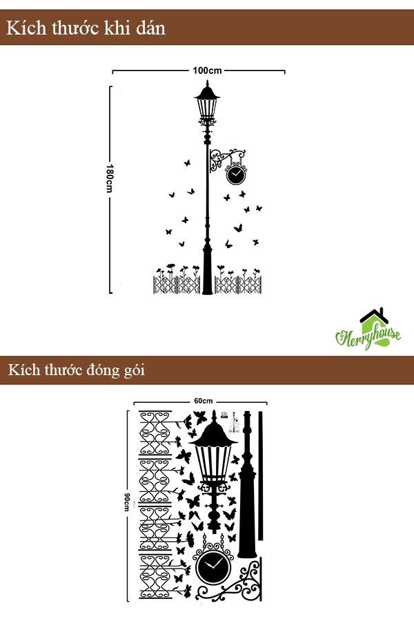 DECAL DÁN TƯỜNG CÂY ĐÈN ĐEN VÀ CÔ GÁI XE ĐẠP - HP920