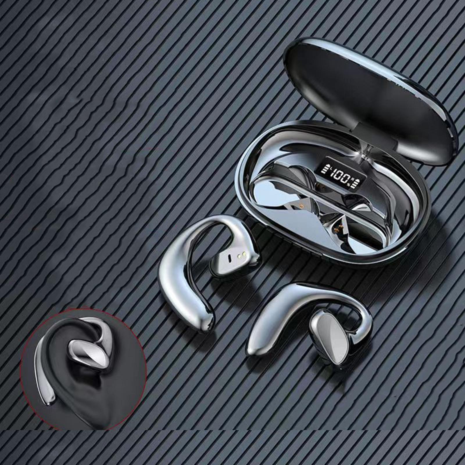 Air Conduction Bluetooth 5.1 Earbuds Ear Hook Headsets 9D Stereo with Charging Case Wireless Earphones for Running Workouts Business Driving