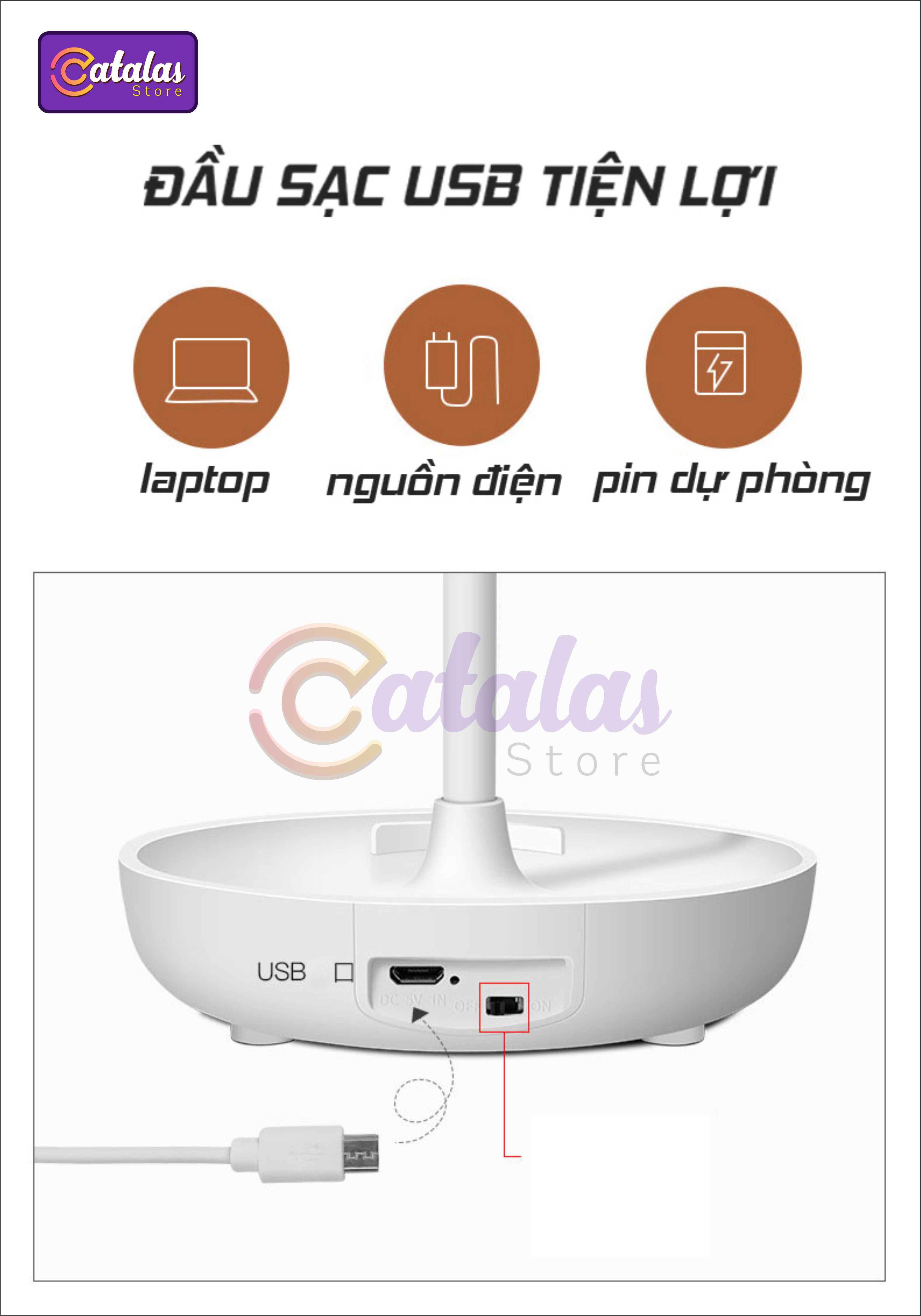 Đèn Bàn Học Hình Hoa NH15, Kết hợp giá đỡ điện thoại, 3 Chế Độ Sáng, Pin sạc USB Tiện Lợi