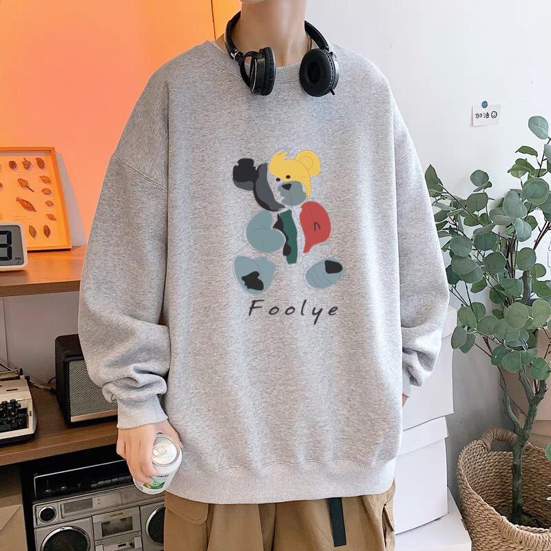 Áo sweater nỉ cổ tròn dài tay nam nữ họa tiết APSR Gấu Foolye