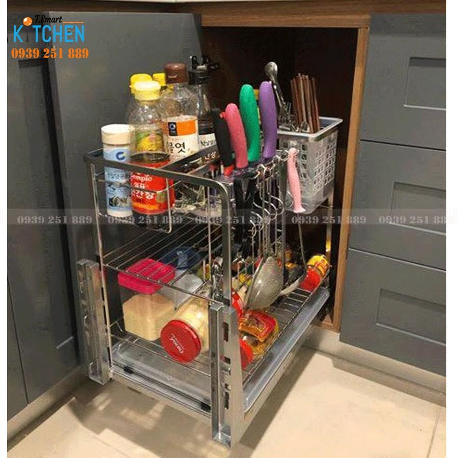 Kệ Gia Vị Inox 304 Cho Tủ Bếp Dưới Tủ 400mm
