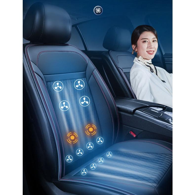 Đệm quạt điều hoà trên xe hơi - Bộ lót ghế ô tô làm mát vùng lưng và mông cao cấp bằng hệ thống 16 quạt gió
