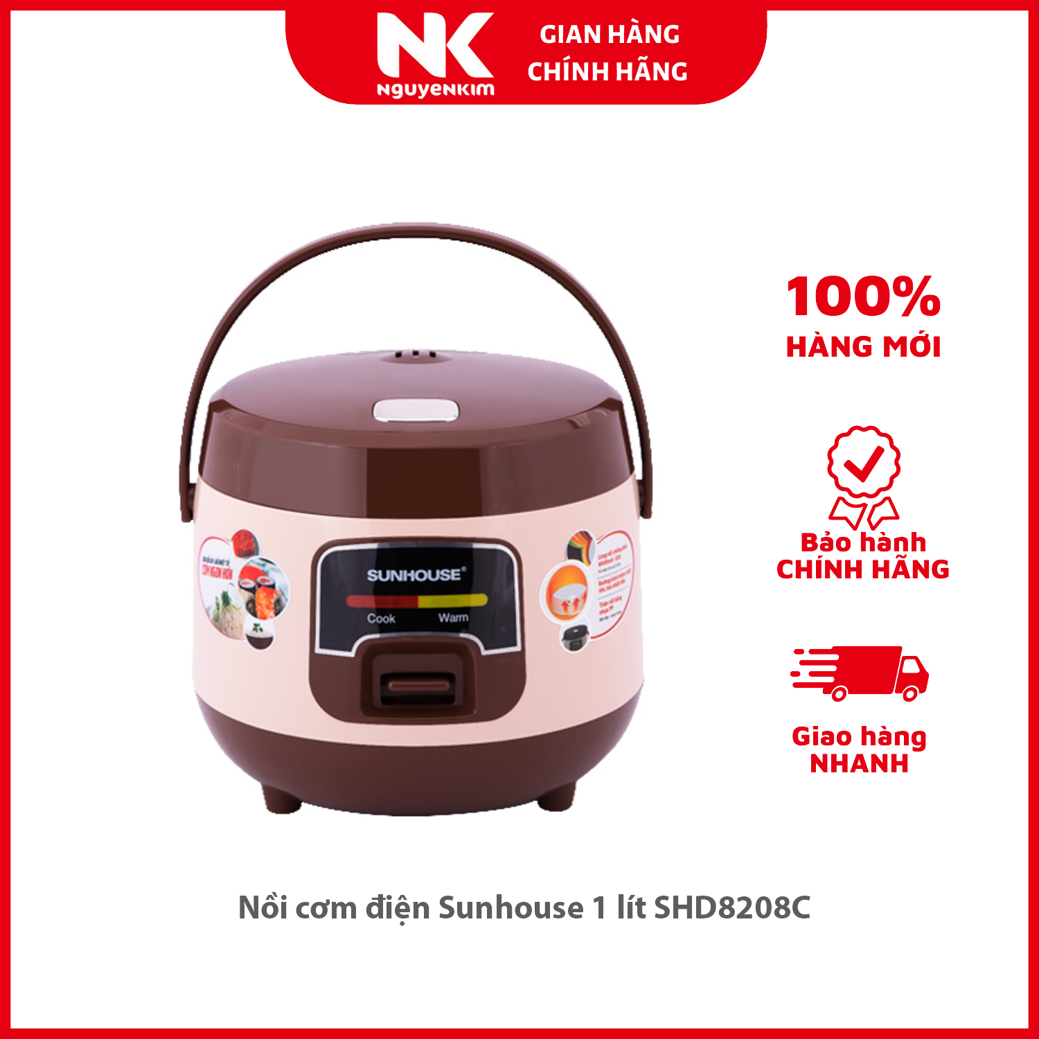 Nồi cơm điện Sunhouse 1 lít SHD8208C - Hàng chính hãng