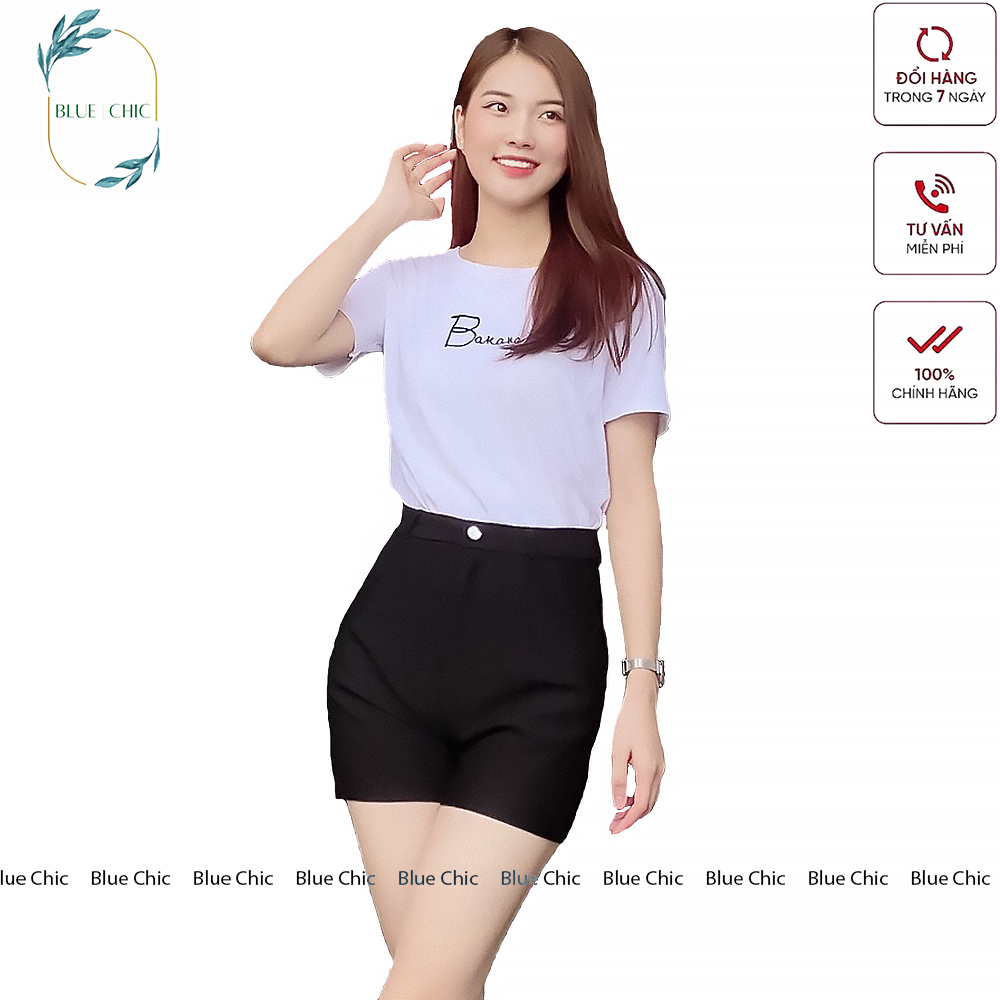 Quần short nữ Blue Chic cạp cao đùi ngắn chất vải Umi Hàn cao cấp co giãn tôn dáng đồ mặc nhà