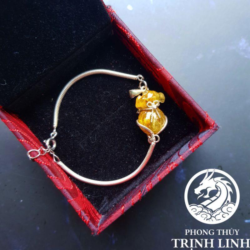LẮC TAY BẠC TÚI TIỀN VÀNG MAY MẮN
