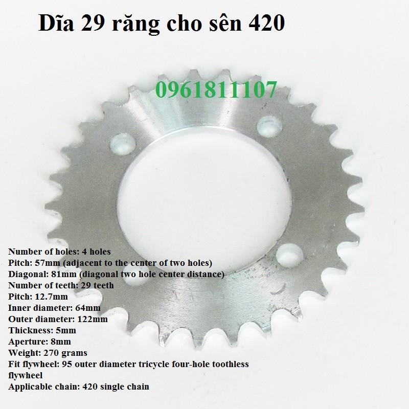 Dĩa 420 cho motor giảm tốc chế xe điện