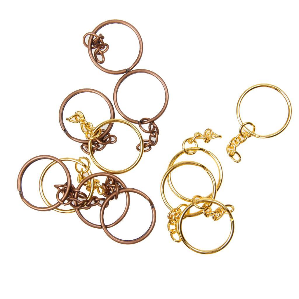 12Pcs Key Rings with Chains DIY Keychain Key Holder 2 Colors