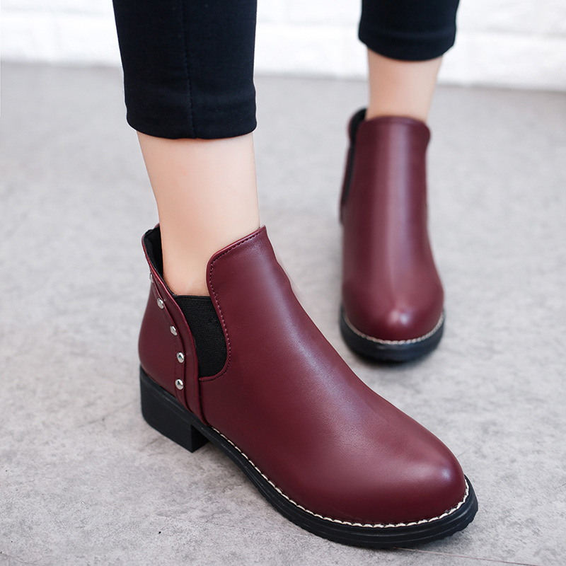 Boots da nữ thời trang mùa đông cổ ngắn đế vuông 4 phân cao cấp YF1016