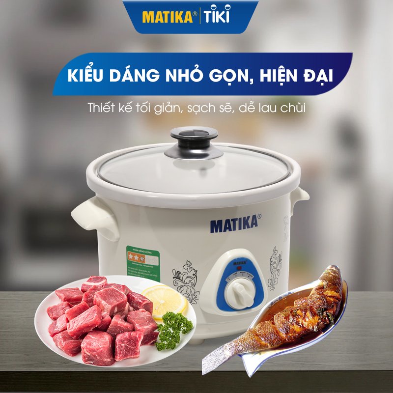 Nồi kho cá nấu cháo - Nồi nấu chậm Matika MTK-9125 - Hàng chính hãng