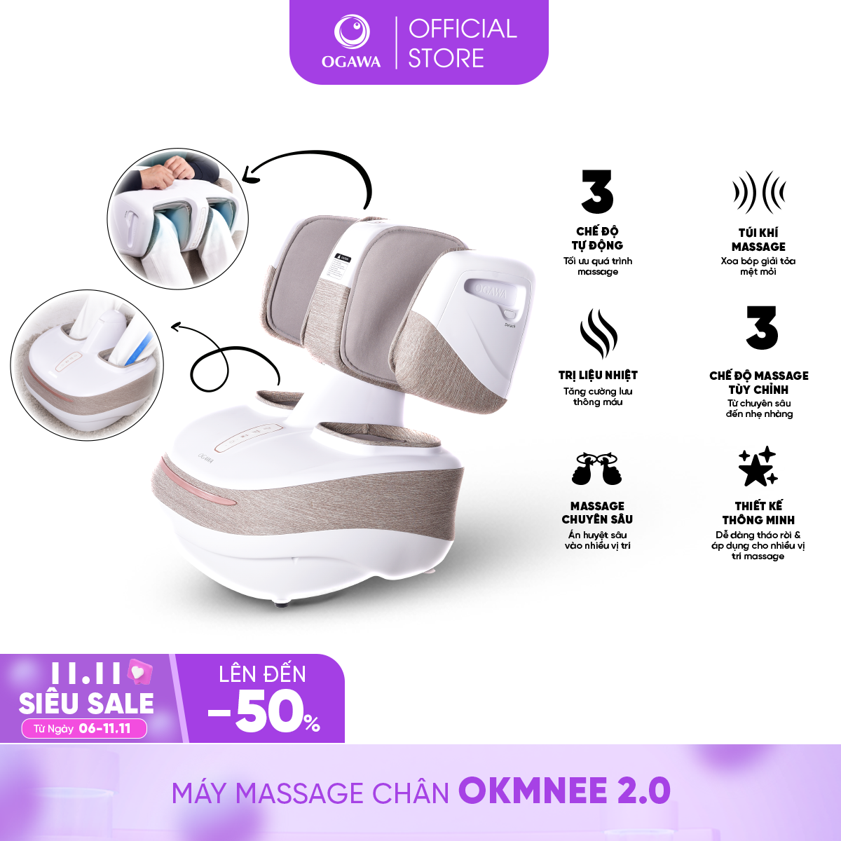 [OGAWA] Máy Massage chân Okmnee 2.0