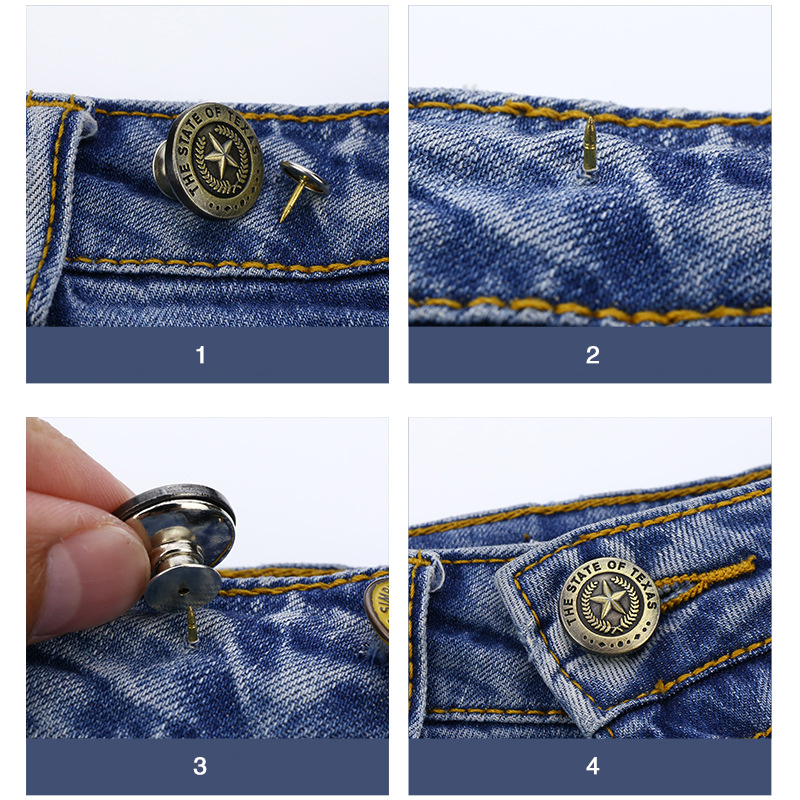 Set 2 khuy gài quần jean kim loại dễ dàng tháo rời tùy chỉnh đa năng