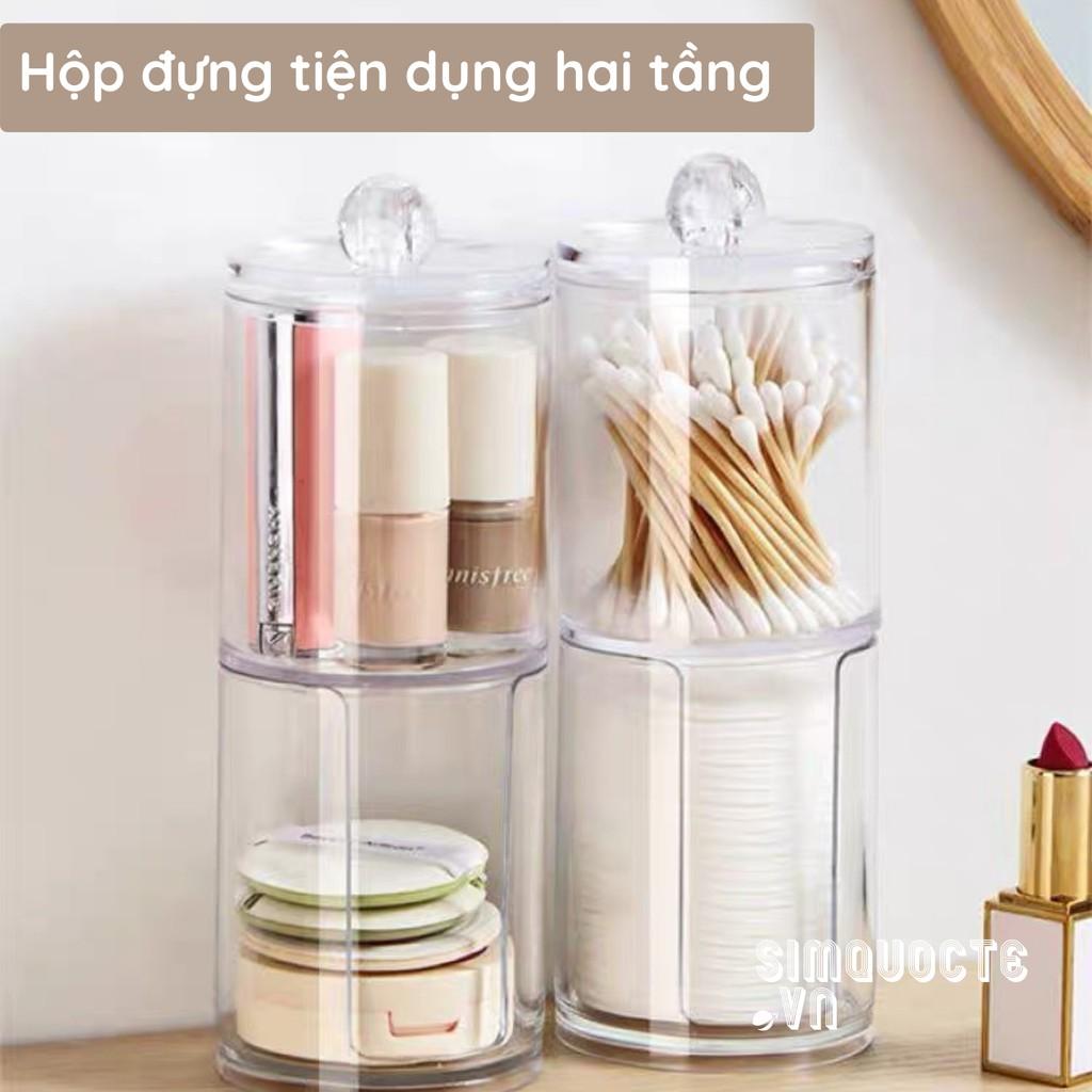 Hộp đựng bông tẩy trang 2 tầng tiện lợi