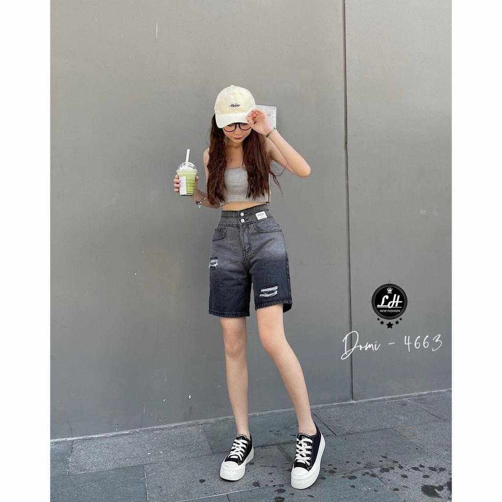 Quần jean ngố rách đùi loang hai màu lưng cao có tag siêu cưng Lê Huy Fashion