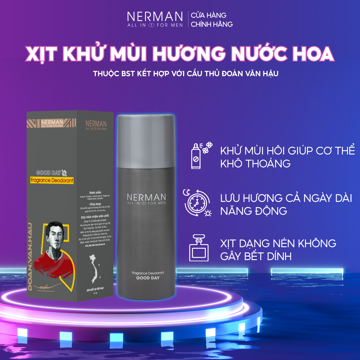 Xịt khử mùi hương nước hoa Pháp Good Day Nerman 100ml