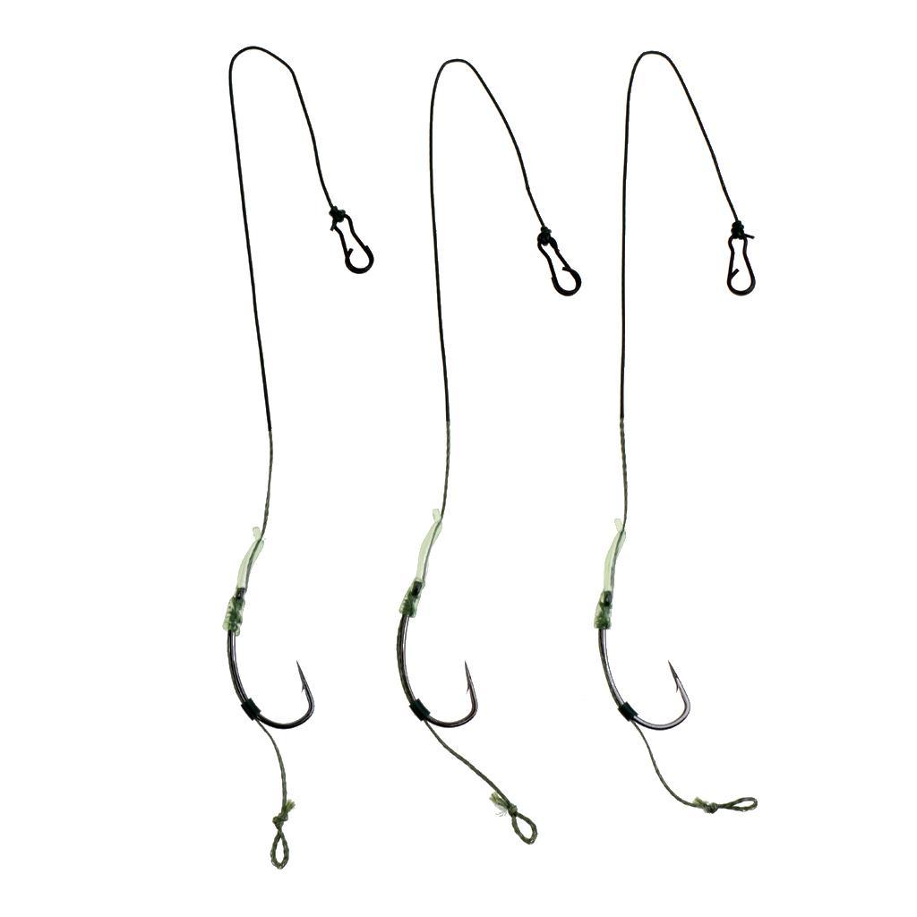 3x Carp Fishing Hair Rigs Braided Thread Carbon Steel Fishhook 6# 8# 10# 12#