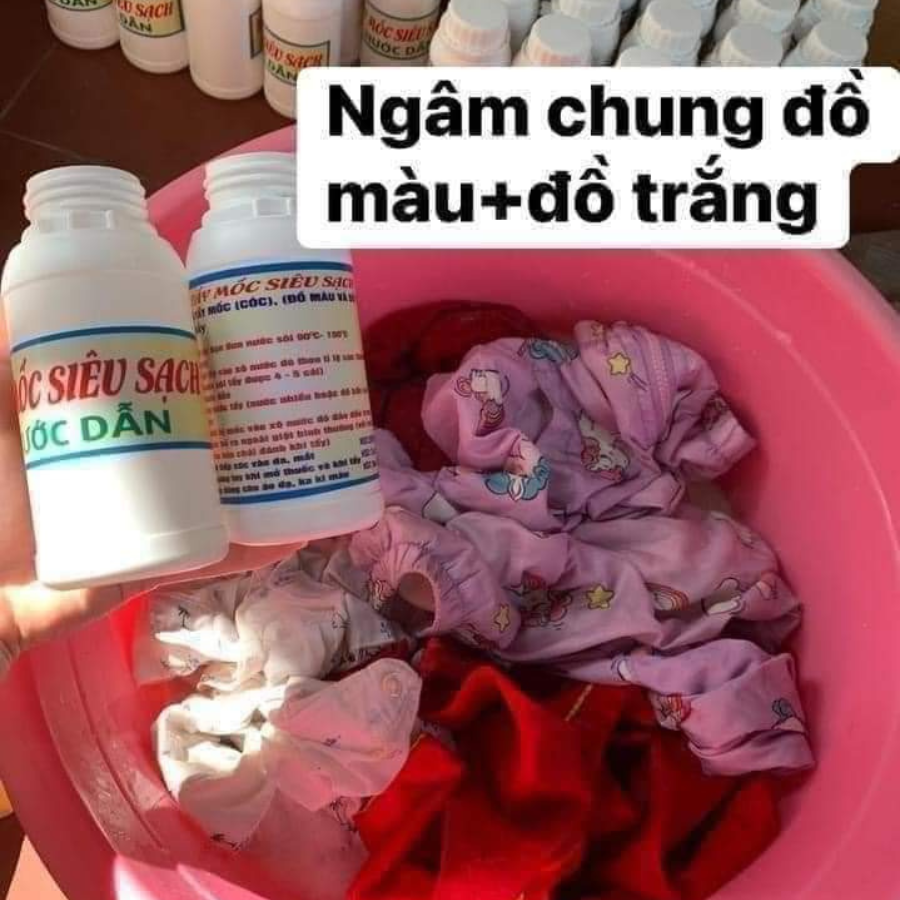 Tẩy mốc quần áo màu áo trắng, tẩy trắng quần áo không mất màu vải không mùi hôi - Cặp 500ml