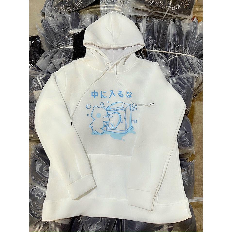 Áo Hoodie Nỉ Bông In Họa Tiết GẤU MilK Form Rộng Unisex Nam Nữ Ulzzang, Áo hoodie form rộng WIND unisex nỉ bông thời trang nam nữ oversize ulzzang