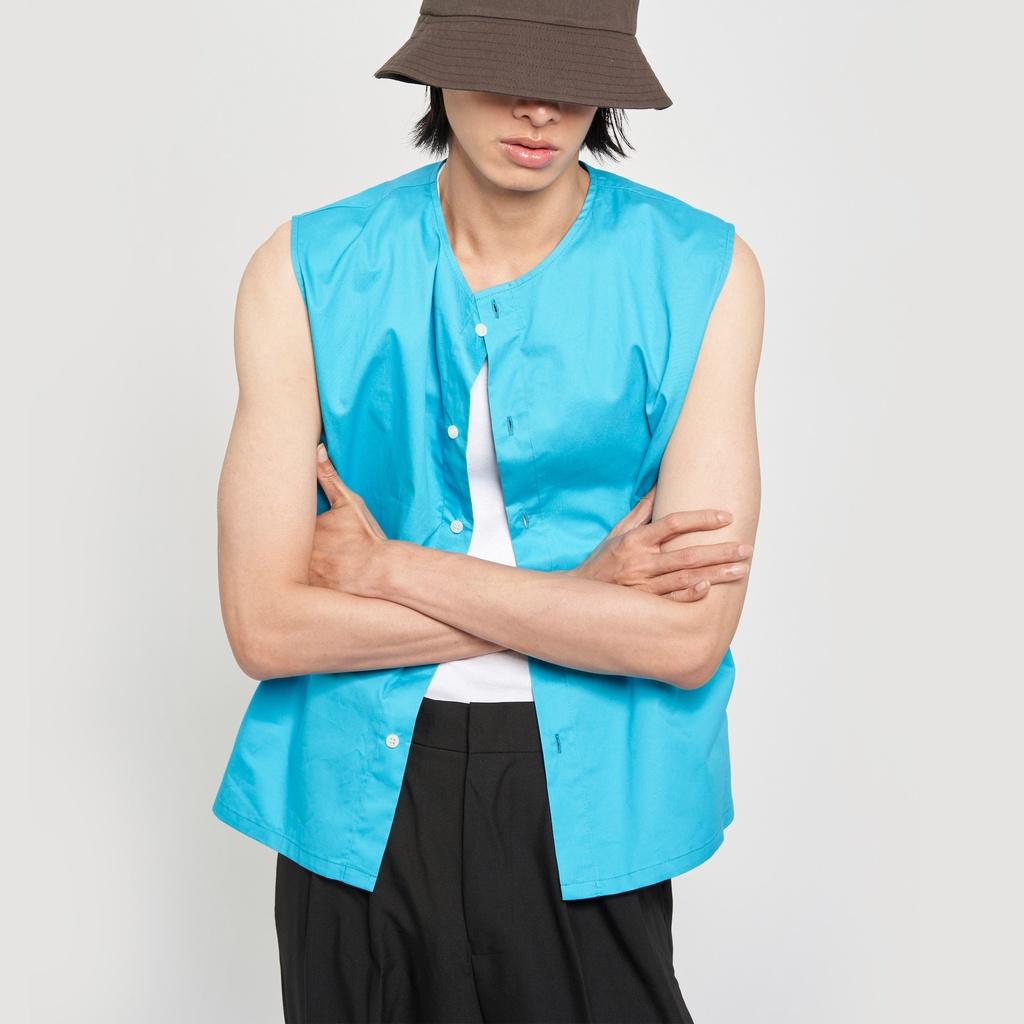 Áo cộc tay màu cài nút in hình sau lưng Y218
