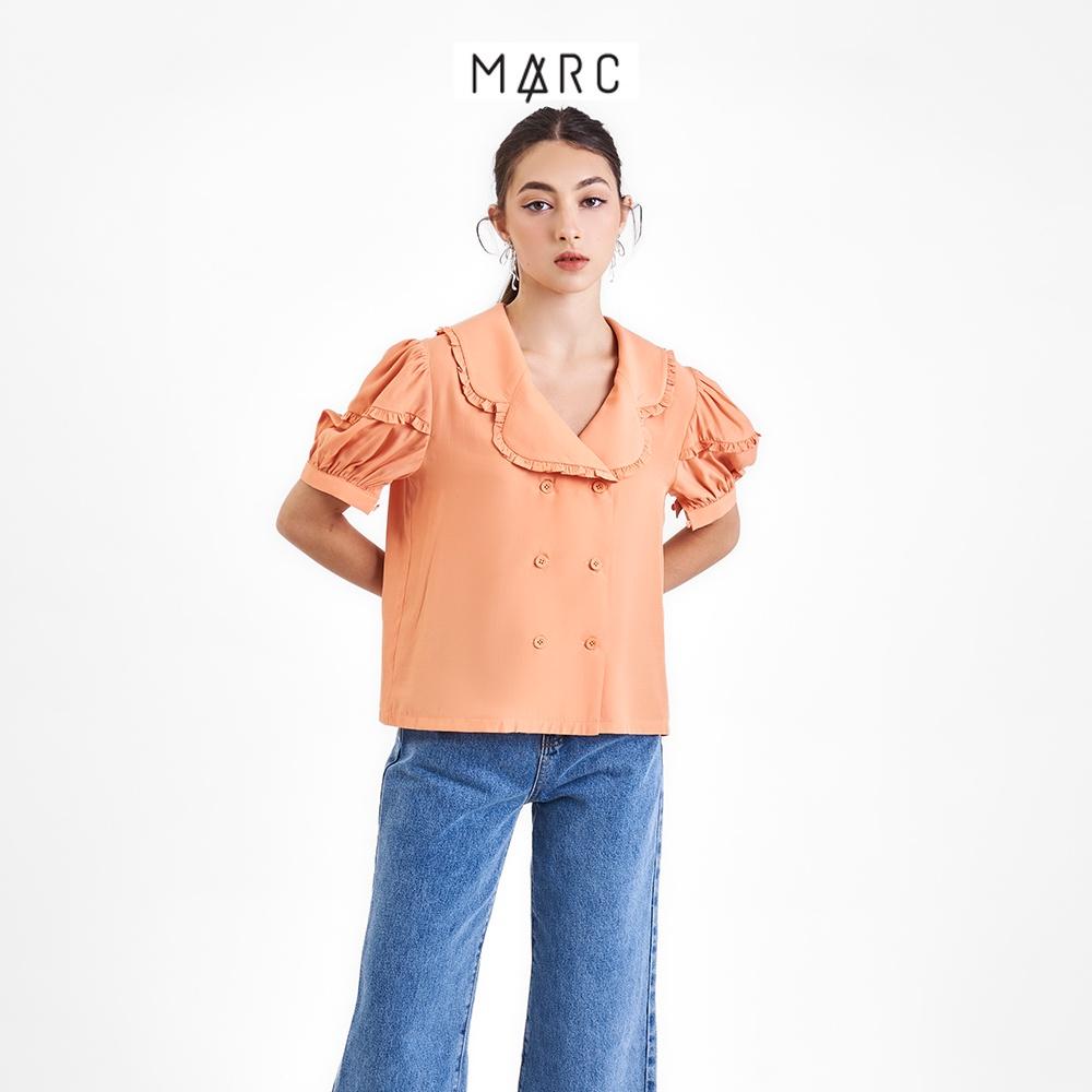 Áo kiểu nữ MARC FASHION tay phồng cổ danton phối bèo FASH090322