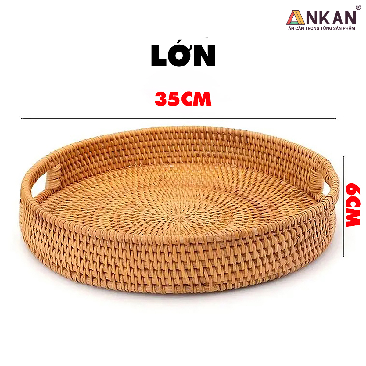 Khay Mây Tròn Đựng Trái Cây, Đồ Ăn, Decor Nhà Bếp – Khay Mây Tre Đan Thủ Công Cao Cấp ANKAN
