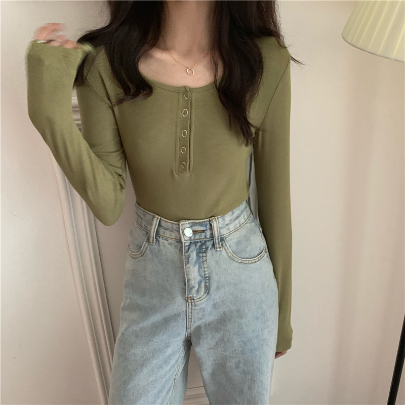 Áo thun dệt kim Croptop tay dài - A07G