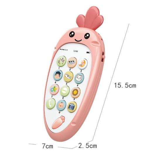 Điện thoại đồ chơi phát nhạc thông minh hình cà rốt có gặm nướu cho bé